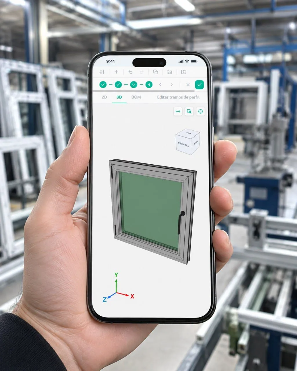 Verifica 3D della stessa posizione su smartphone, in officina